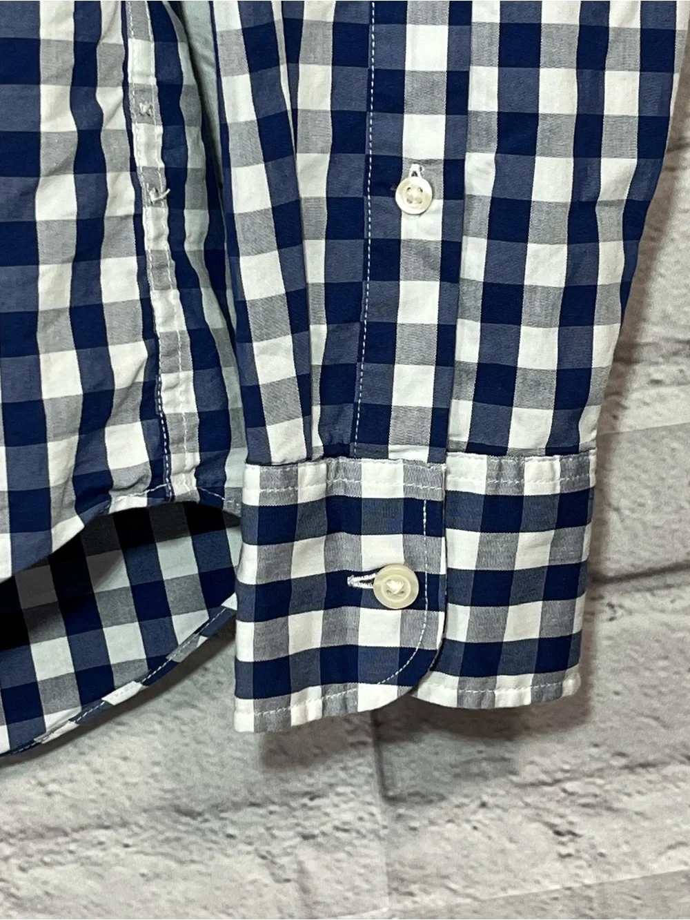 J. Crew Slim Untucked Button Up Shirt Men's Small Blue Plaid Stretch Cotton